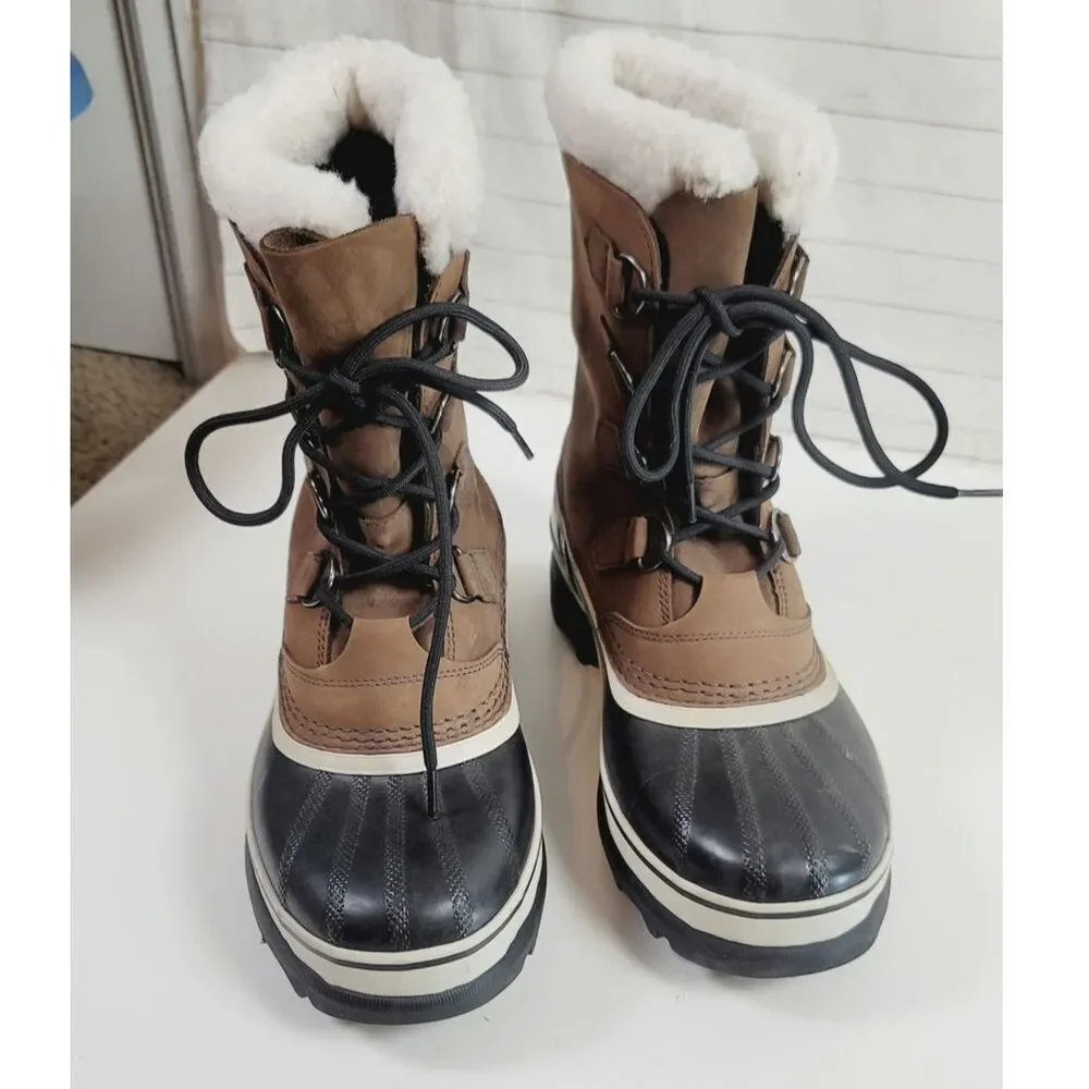 SOREL 1964 Pac Nylon Waterproof Snow Boots in Tabacco Black, sz 8.5